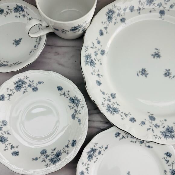 Blue Garland (Bavaria Backstamp) by JOHANN HAVILAND 5 Piece Set - Picture 1 of 5